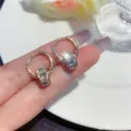Elegant gold-toned crystal-encrusted hoop earrings with sparkling charms for women - Full Rhinestone Cylinder Dangle Hoop Style / Gold (E3511)