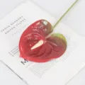 Artificial Anthurium flower simulation soft rubber flamingo flower home decoration ornament - Dark Red