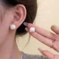 Elegant square pearl stud earrings with soft pearlescent luster finish for women - Square Pearl Style (E3530) / White (E3530)