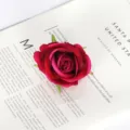 7cm Tete de Rose Artificielle en Velours Rouge pour Gateau de Mariage Voiture Deco DIY - Rose rouge