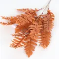 Artificial orange fern leaves branch for wedding decoration home floral arrangement autumn decor - Brown