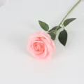 Lifelike single silk artificial rose flower in soft pink for home and wedding decor - Coral Pink