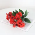Realistic vibrant red artificial pansy flower bouquet for home and garden decoration - Red