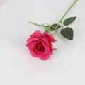 Single deep pink artificial silk rose branch perfect for home and wedding decor - Purple Rose