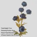 Branche de pivoine artificielle à 6 têtes pour la décoration de mariage et photo - Multi-Têtes / Bleu Foncé