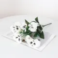 Elegant white artificial pansy bouquet for realistic and beautiful home floral decor - White