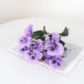 Lifelike purple artificial pansy flower bunch for elegant home or outdoor garden decoration - Purple