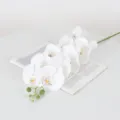 Artificial 9-head white phalaenopsis orchid flower branch for home decoration and wedding decor - White