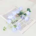 Artificial flower branch blue faux lotus silk flowers for wedding home decor floral arrangement - Blue