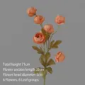 Branche de pivoine artificielle à 6 têtes avec feuilles vertes pour mariage et maison - Orange Clair