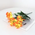 Realistic orange and yellow artificial pansy flowers for vibrant home and garden decor - Sunset Red