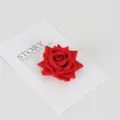 Red velvet artificial rose flower heads for wedding decoration and DIY craft projects. - Bright Red