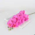 Artificial Phalaenopsis Orchid Pink Silk Flower Branch Home Decor 9 Heads Variant - Rose Red