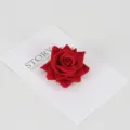 Red velvet artificial rose flower head for wedding decoration, party craft, and floral arrangement. - Red
