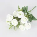 Artificial white rose bouquet with green leaves for home, hotel and wedding decoration. - White