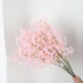 Pink artificial cherry blossoms branch, faux silk flowers for wedding party and home decor. - Pink