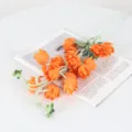 Orange artificial silk flower bouquet home wedding decorative floral arrangement props display. - Orange