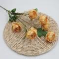 Pivoines artificielles à 6 têtes couleur pêche pour décoration de mariage et maison - Champagne Printemps Automne