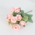 Bouquet di rose artificiali rosa 10 teste fiori finti per decorazione casa matrimonio - Rosa loto