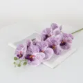 9-Head Artificial Phalaenopsis Purple Spotted Orchid 3D Print Fake Flower for Home Decor - Dark Purple Stripes