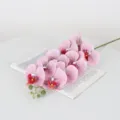 Artificial Phalaenopsis orchid branch, 3D touch pink fake flower for home wedding decor. - Light Purple Mottled
