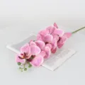 Artificial pink orchid stem 3D print flower home decor floral arrangement fake plant - Rose Red Mottled