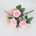 6-Head Artificial Pink Rose Bouquet Simulation Flower Home Living Room Table Decor SKU - Pink