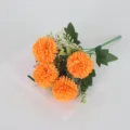 Artificial 5-head ping pong chrysanthemum dandelion flower bunch for home decor and DIY. - Orange