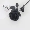 Rosa negra artificial gótica para decoración de hogar de Halloween y arreglos florales oscuros - Rosa Redonda (Negro Puro)