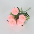 Bouquet de fleurs artificielles chrysanthème pissenlit rose 5 têtes déco maison! - Rose Corail