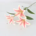 3-head artificial lily flower simulation home wedding decorative floral arrangement piece - Champagne Pink