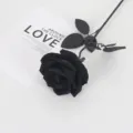 Elegante rosa negra artificial de estilo gótico para Halloween y decoraciones oscuras - Rosa de Terciopelo Grande (Negro Puro)
