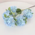 5-Head Blue Artificial Hydrangea Flower Branch Silk Fake Flowers for Home Wedding Decor - Blue
