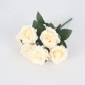 Mazzo di 6 rose artificiali montagna innevata color crema per matrimoni e per la casa - Champagne