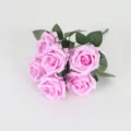 Elegante bouquet di 6 rose artificiali avalanche in rosa per decorazioni domestiche - Viola chiaro