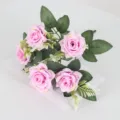 Bouquet di rose artificiali 6 teste fiori di seta rosa decorazione per la tavola casa - Viola chiaro