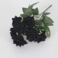 Bouquet di rose nere artificiali fiore in velluto per decorazione matrimonio casa - Nero