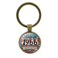 Vintage 1966 μπρελόκ με σχέδιο αμερικανικής σημαίας και χάλκινο μεταλλικό δακτύλιο. - Στυλ Αντίκ Μπρούτζος / Αντίκ Μπρονζέ