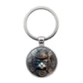 Portachiavi gatto steampunk vintage con dettagli di ingranaggi e design a cilindro - Stile Gatto Steampunk (XSWX9412) / Argento (XSWX9412)