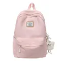 Pink Japanese style large capacity school backpack for girls and students with a cute bear pendant. - With Pendant / Pink