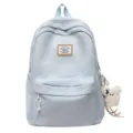 Light blue Harajuku style backpack large capacity school bag for students casual daypack - With Pendant / Sky Blue