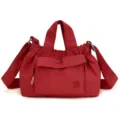 Sac à main en nylon rouge plissé à la mode avec bandoulière et cordon de serrage - Taille unique / Rouge Feu