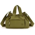 Sac à main plissé en nylon vert olive avec bandoulière et poche frontale - Taille unique / Palmier Doré