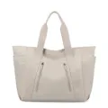 Grote beige stoffen tote tas voor vrouwen casual schoudertas handtas weergave voorzijde. - camel