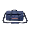Durable large capacity blue checkered travel duffel bag with shoulder strap for camping - One Size / Navy Blue