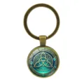 Porte-clés pendentif dôme en verre avec nœud celte irlandais en bronze antique - Nœud Celtique (XSWX9420) / Bronze Antique