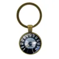 Vintage car speedometer keychain with antique bronze finish and glass dome pendant - Creative Retro Dashboard (XSWX9393) / Antique Bronze