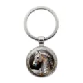 Portachiavi vintage con cavallo a rilievo e gemma temporale per auto e borse regalo - Rilievo Cavallo Vintage (XSWX9403) / Argento