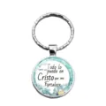 Spanish scripture keychain with Philippians 4:13 verse and floral design - Philippians 4:13 (XSWX9324-1)