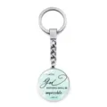 Inspirational silver Bible verse keychain with glass pendant Luke 1:37 design - Nothing Impossible (XSWX9353-1)